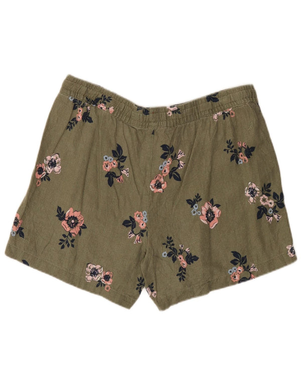 Shorts feminino Nautica grande W34 linho floral verde