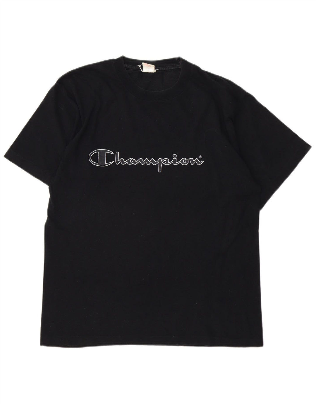 Camiseta masculina gráfica CHAMPION Top médio algodão preto