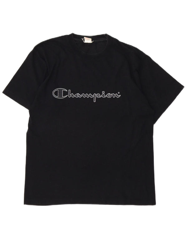 CHAMPION Mens Graphic T-Shirt Top Medium Black Cotton