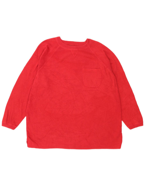 Eddie Bauer Suéter feminino solto com gola canoa Reino Unido 18 XL algodão vermelho