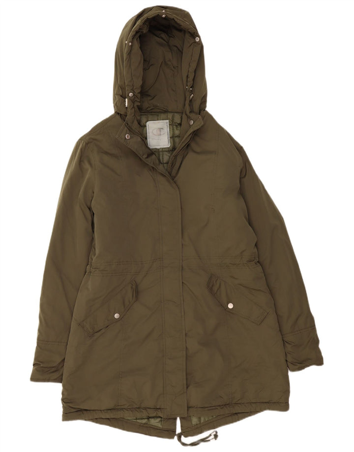 Jaqueta parka feminina com capuz Champion UK 18 XL cáqui poliéster