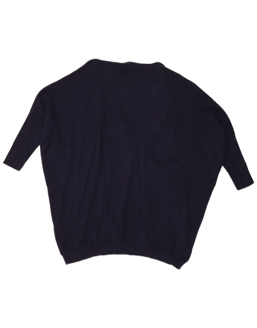 Suéter cardigã feminino Zara manga 3/4 grande Reino Unido 14 médio azul marinho