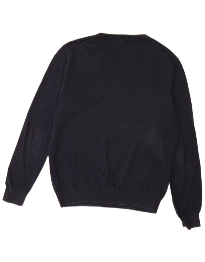 Crew Clothing Suéter masculino com decote em V, algodão azul marinho médio