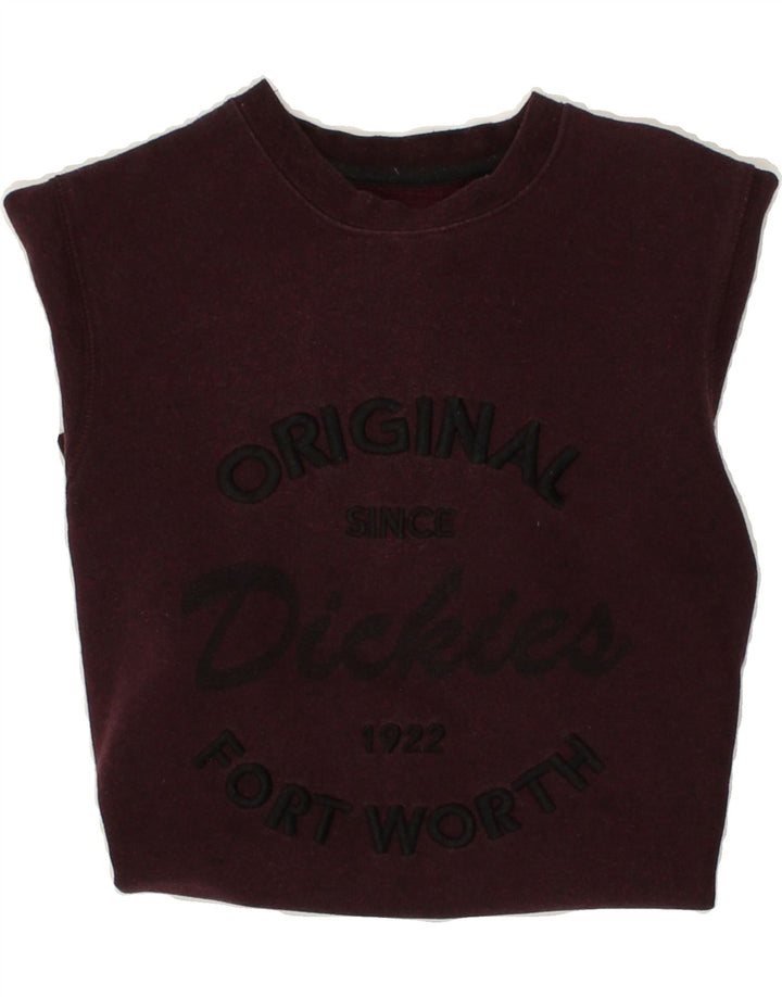 DICKIES Womens Graphic Sweatshirt Jumper UK 6 XS Burgundy Cotton Vintage Dickies and Second-Hand Dickies from Messina Hembry 