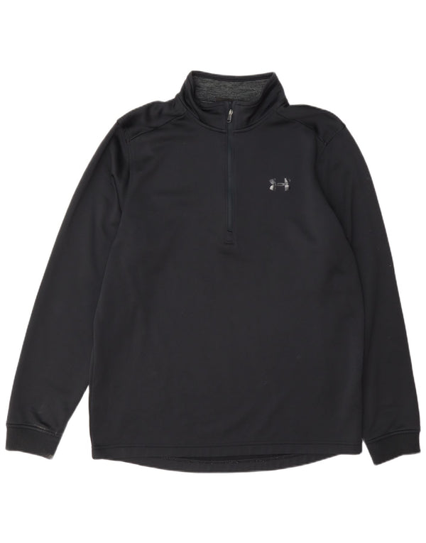 Under Armour Masculino Cold Gear Zip Neck Pulôver Treino Top Médio Preto