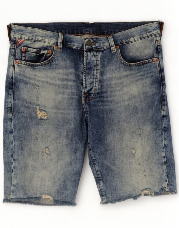 Ralph Lauren Shorts jeans masculino desgastado grande W34 algodão azul