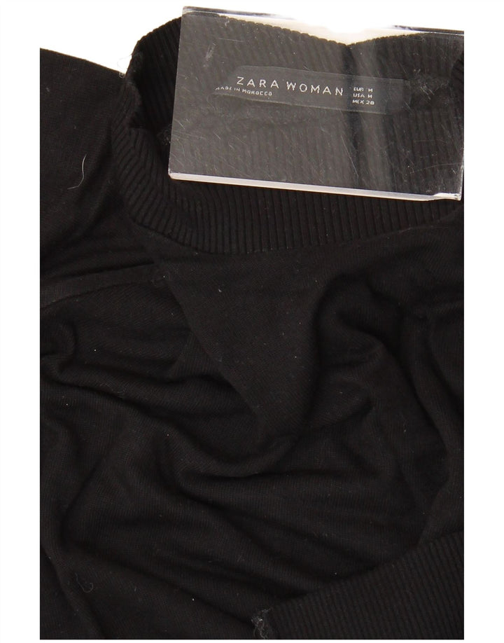 Suéter feminino Zara de manga curta com gola tartaruga Reino Unido 14 médio preto