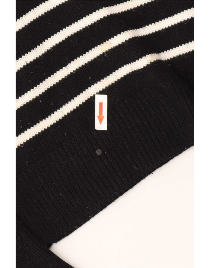 Suéter feminino Zara com gola canoa UK 14 poliéster listrado preto médio