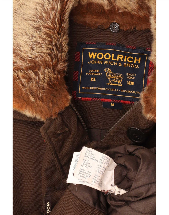 Jaqueta acolchoada feminina Woolrich Reino Unido 14 nylon marrom médio