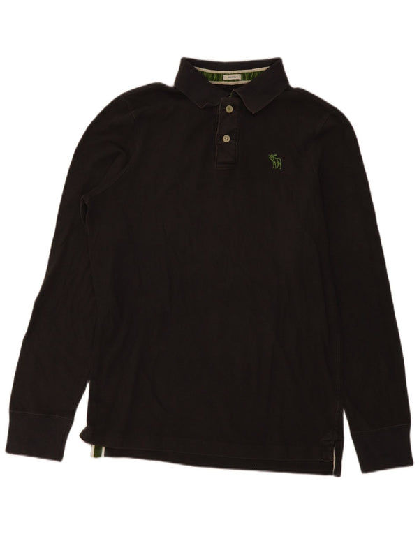 Camisa polo masculina de manga comprida Abercrombie & Fitch 2XL algodão cinza