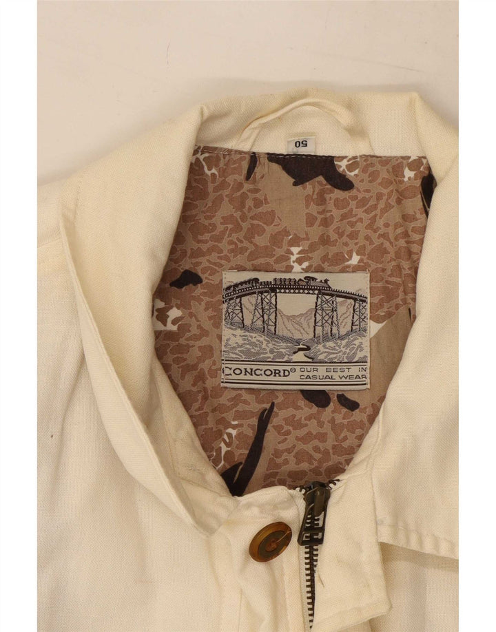 Jaqueta utilitária masculina vintage IT 50 grande algodão branco