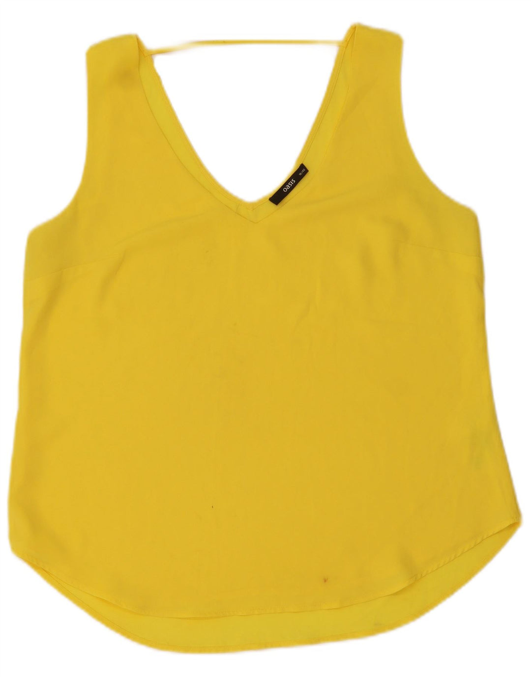 Blusa feminina sem mangas Oasis UK 16 grande poliéster amarelo