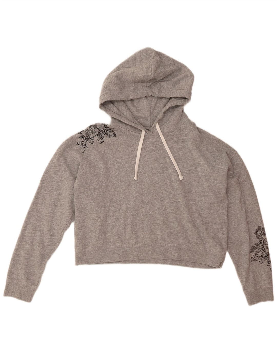 JACK WILLS Suéter feminino com capuz e corte UK 14 grande algodão floral cinza