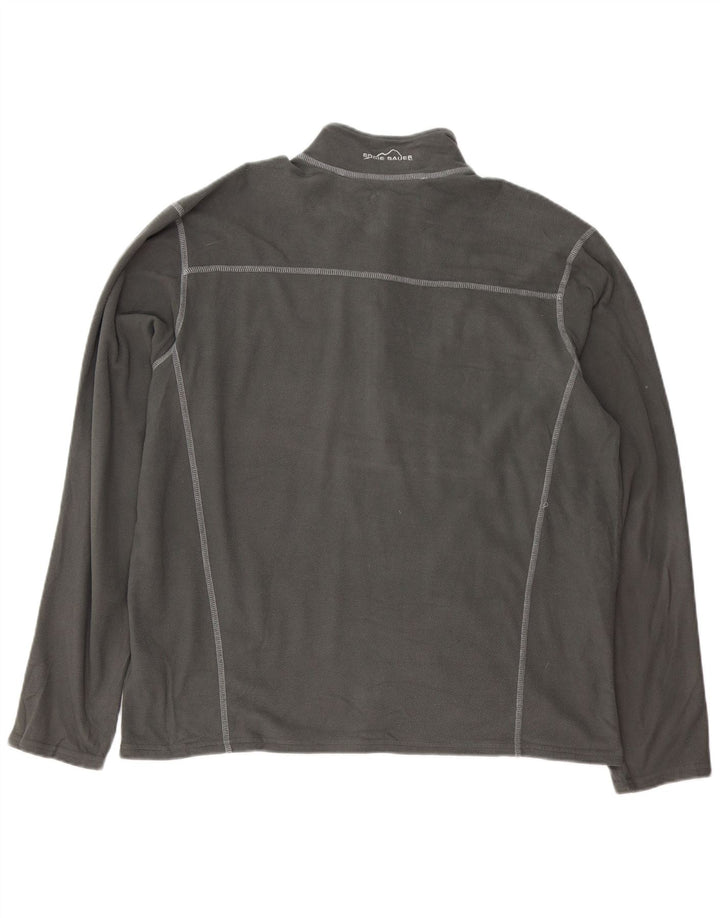 Eddie Bauer Suéter masculino de lã com zíper e gola XL poliéster cinza