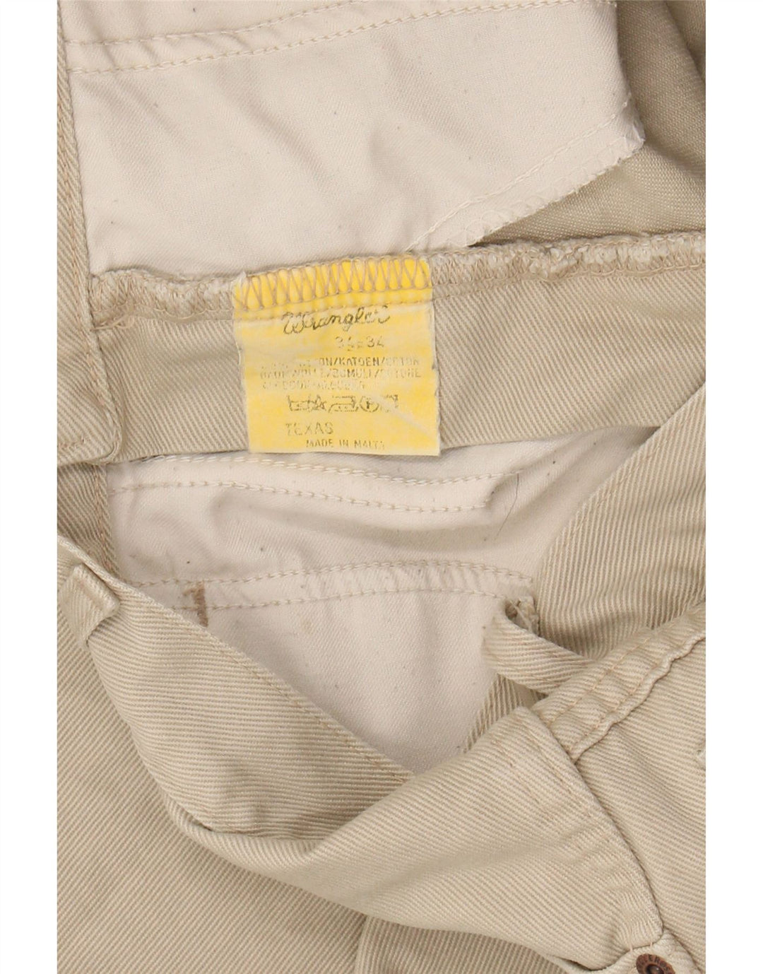 WRANGLER Masculino Texas Straight Jeans W34 L34 Algodão Bege