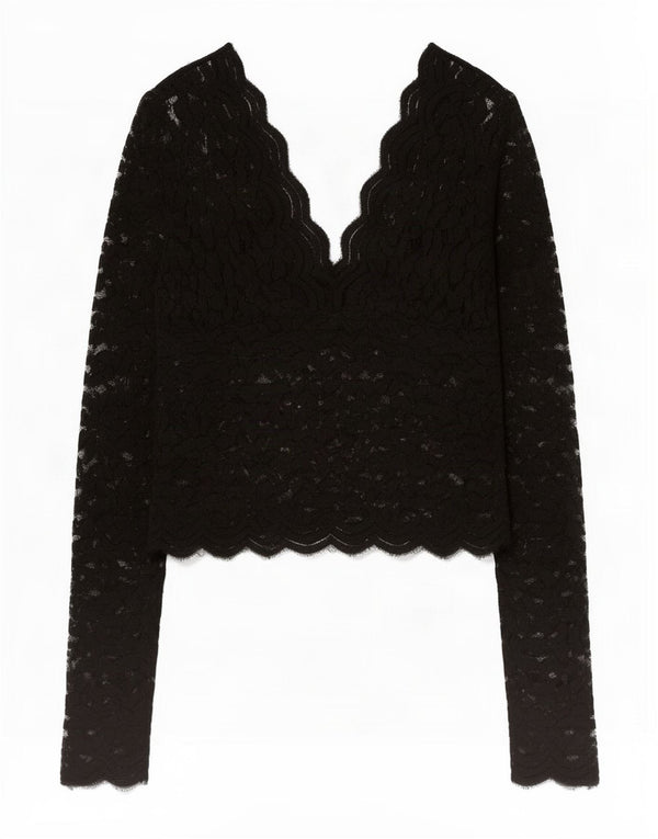 Zara Womens Lace Crop Top Reino Unido 12 Médio Preto Floral