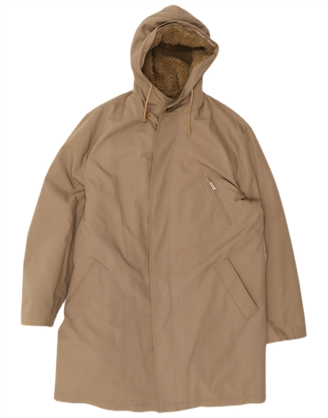 Jaqueta Parka masculina vintage com capuz UK 40 grande bege