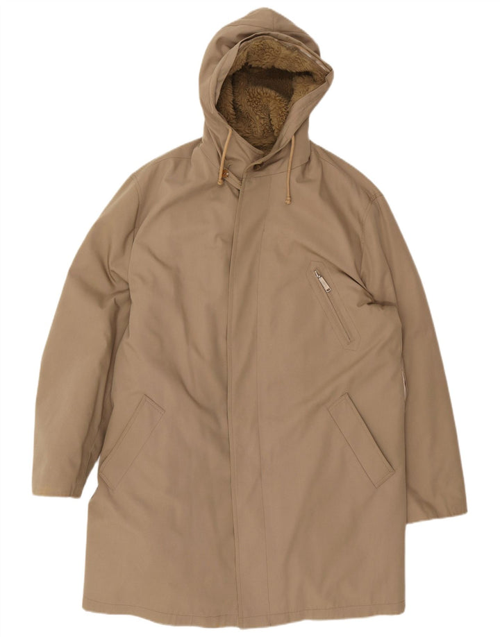 Jaqueta Parka masculina vintage com capuz UK 40 grande bege