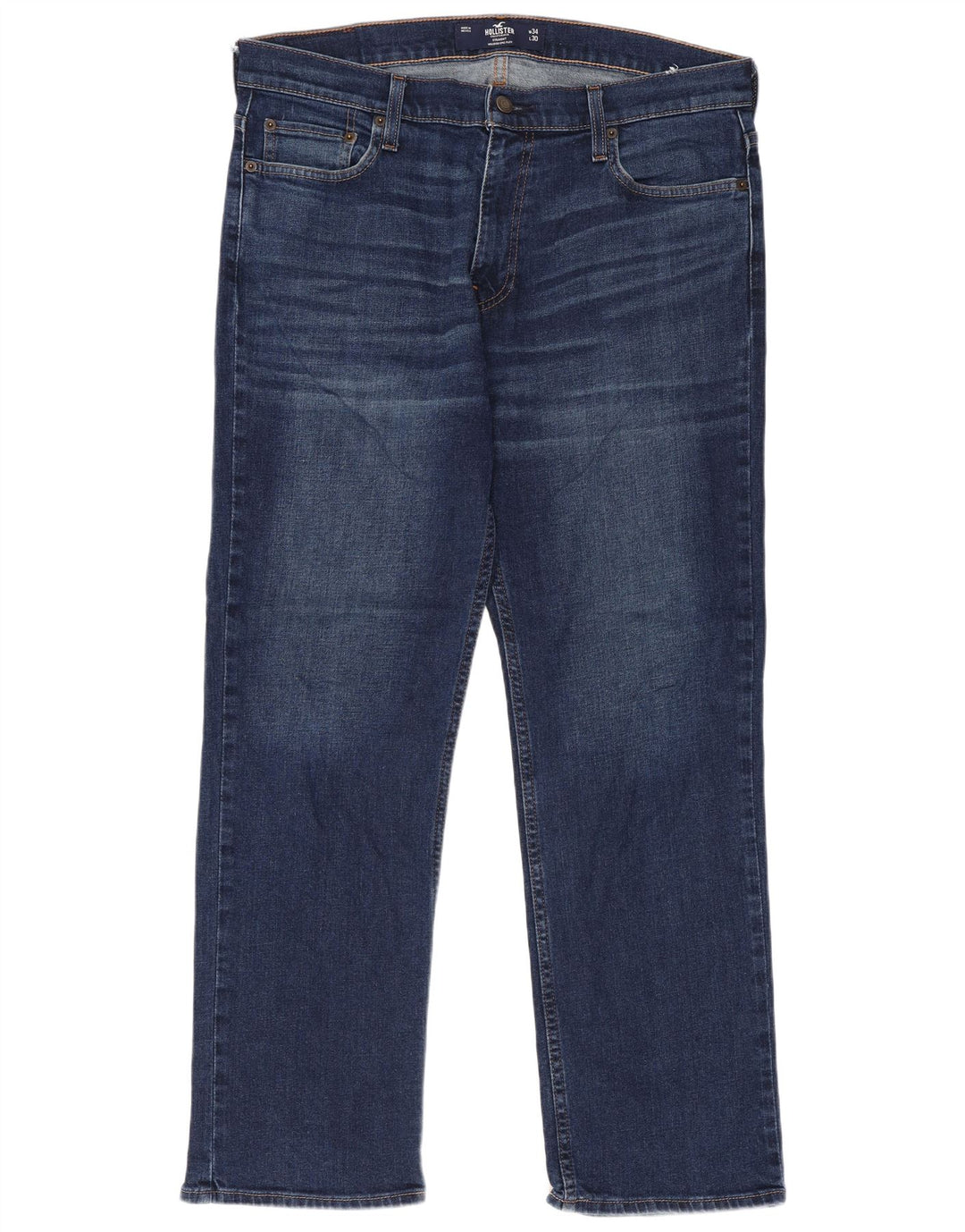 Hollister Masculino Flex Straight Jeans W34 L30 Azul