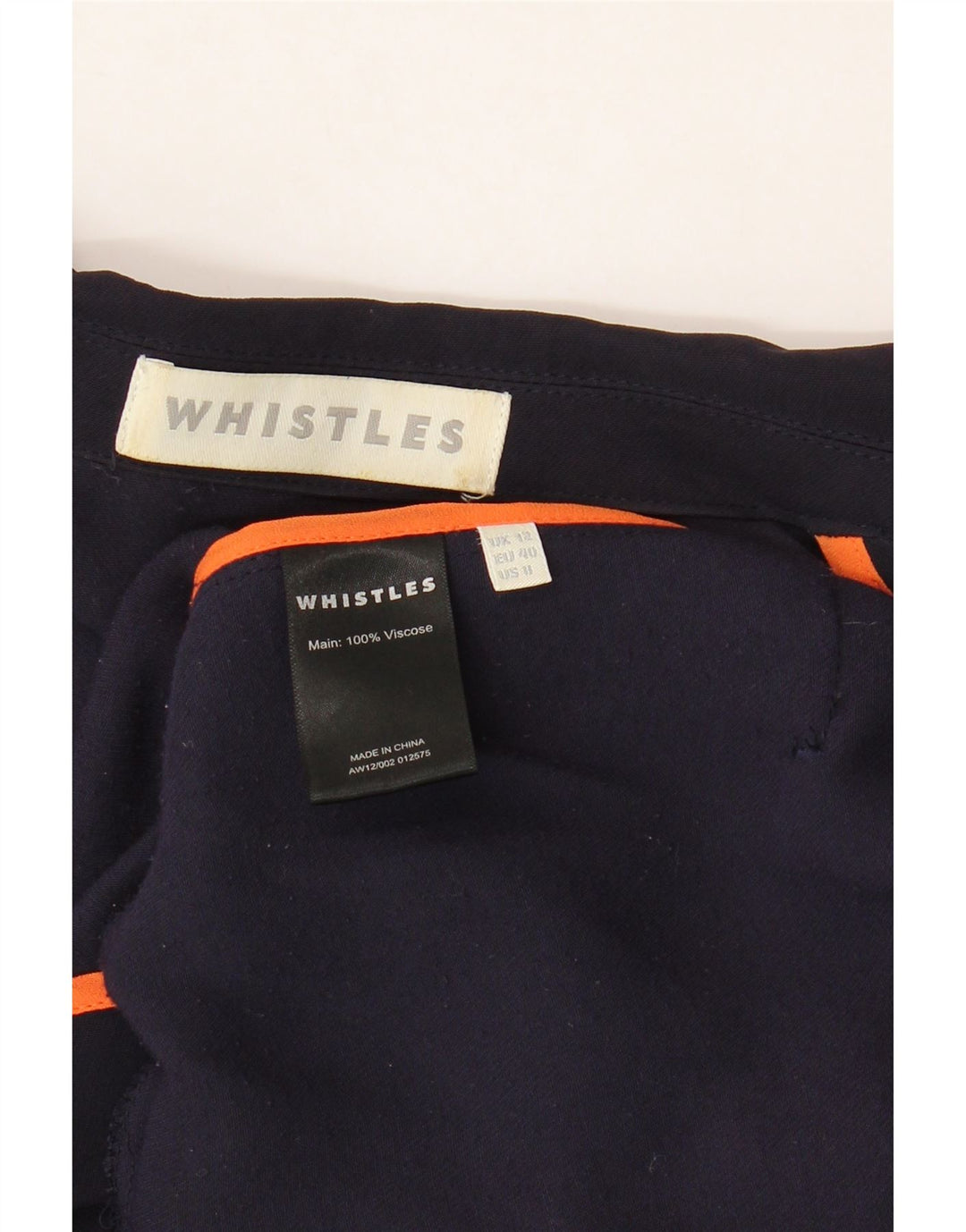WHISTLES Jaqueta blazer feminina aberta Reino Unido 12 médio azul marinho viscose