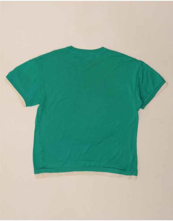 Camiseta masculina Zara Top pequeno algodão colorblock verde