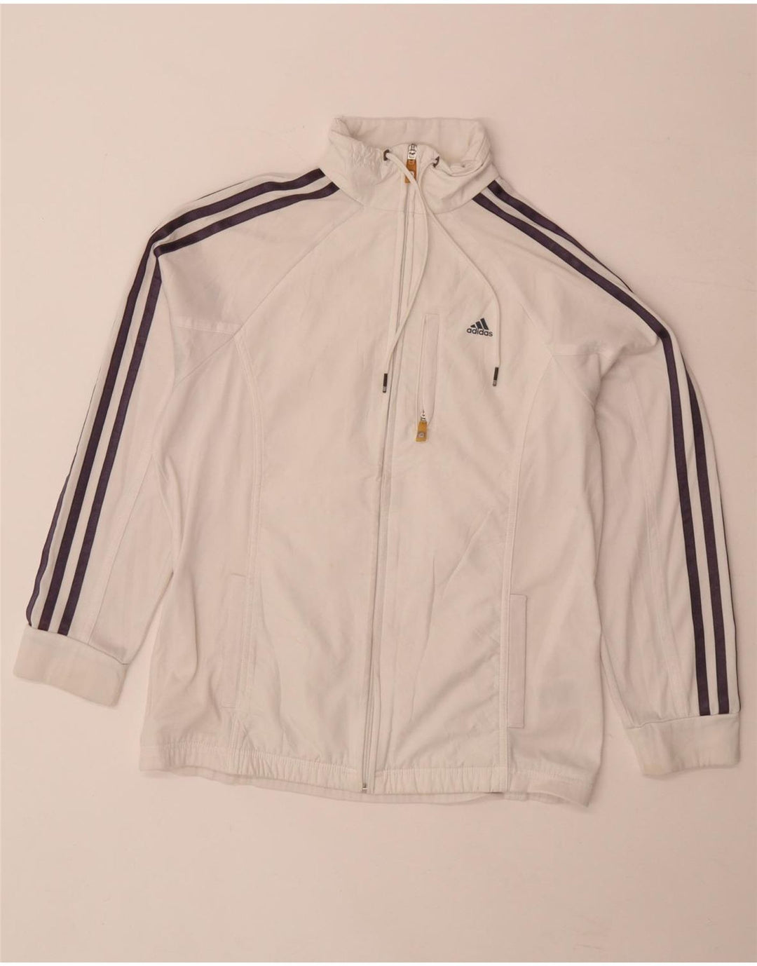 Adidas Womens Climalite Tracksuit Top Jacket UK 14 Grande Branco Poliéster