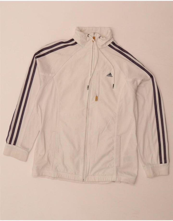 Adidas Womens Climalite Tracksuit Top Jacket UK 14 Grande Branco Poliéster