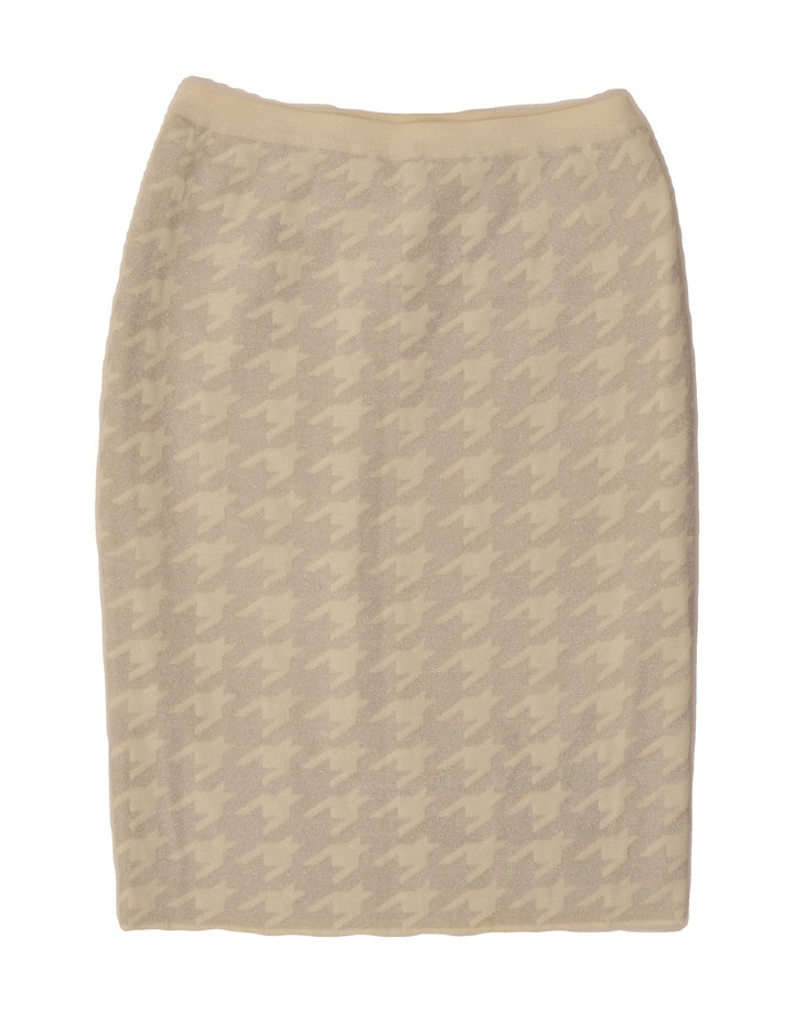 ELEGANCE Womens Pencil Skirt UK 18 XL W36  Off White Houndstooth Vintage Elegance and Second-Hand Elegance from Messina Hembry 