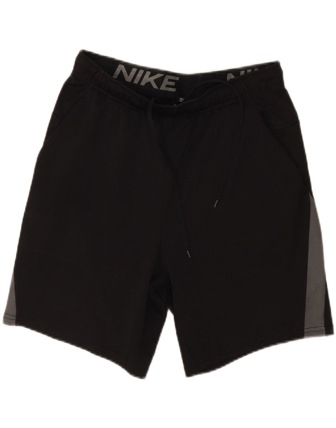 Shorts esportivos masculinos Nike Dri Fit Standard médio preto colorblock poliéster
