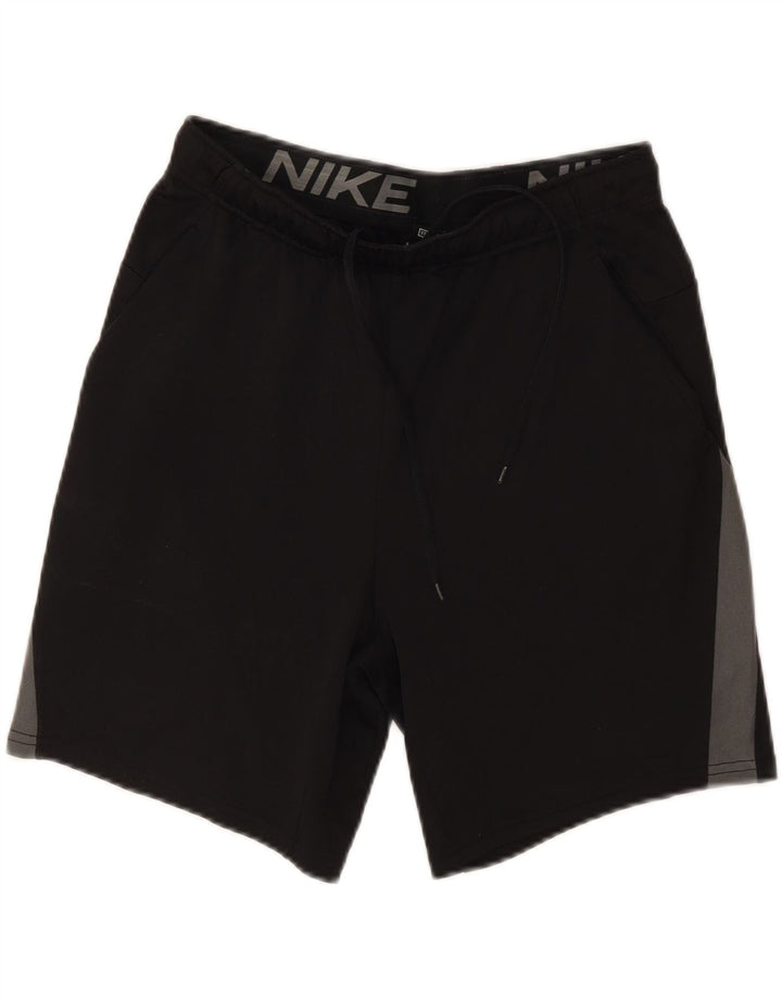 Shorts esportivos masculinos Nike Dri Fit Standard médio preto colorblock poliéster