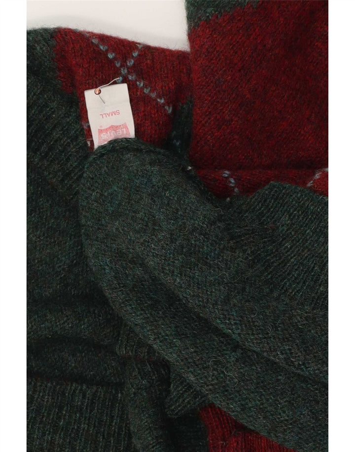 Suéter cardigã masculino Levi's pequeno verde argyle/lã virgem diamante