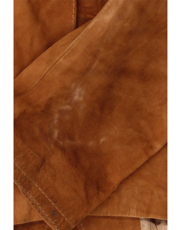 Jaqueta blazer masculina vintage de camurça com 3 botões Reino Unido 40 grande bege
