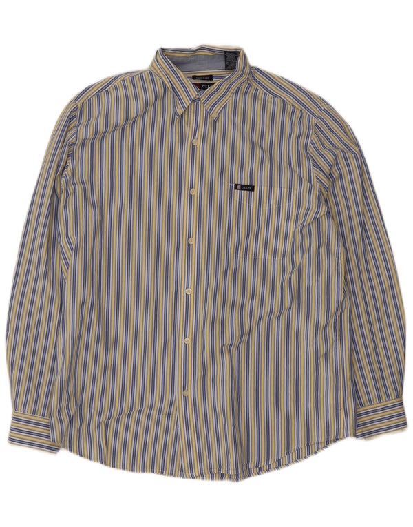 Camisa masculina Chaps Regular Fit grande algodão listrado azul
