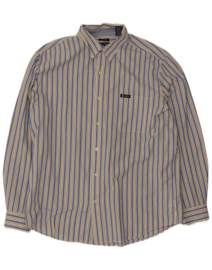 Camisa masculina Chaps Regular Fit grande algodão listrado azul