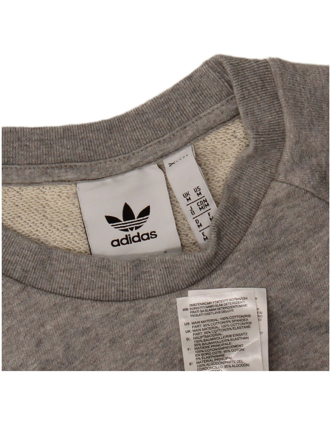 ADIDAS Mens Moletom Jumper Médio Cinza Algodão Flecked