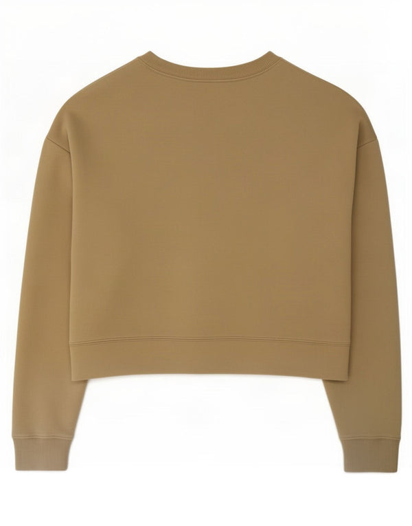 Puma Womens Crop Oversized Sweatshirt Jumper UK 10 Small Beige Cotton