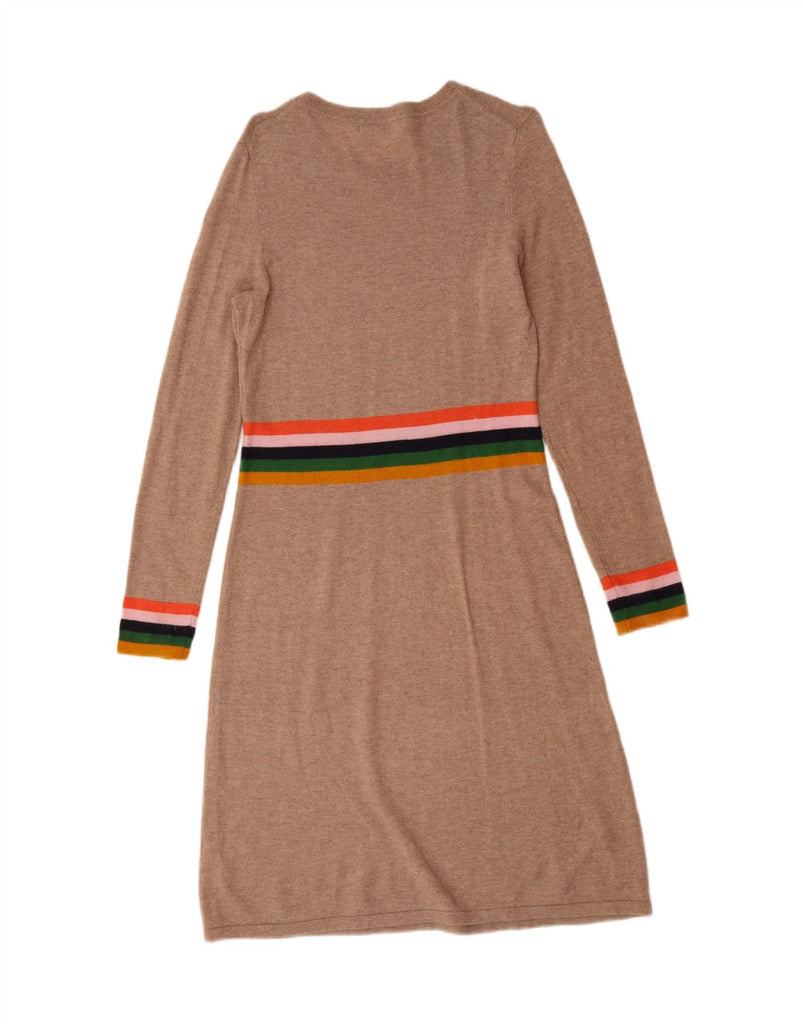 BODEN Womens Long Sleeve Jumper Dress UK 10 Small Brown Striped Viscose Vintage Boden and Second-Hand Boden from Messina Hembry 