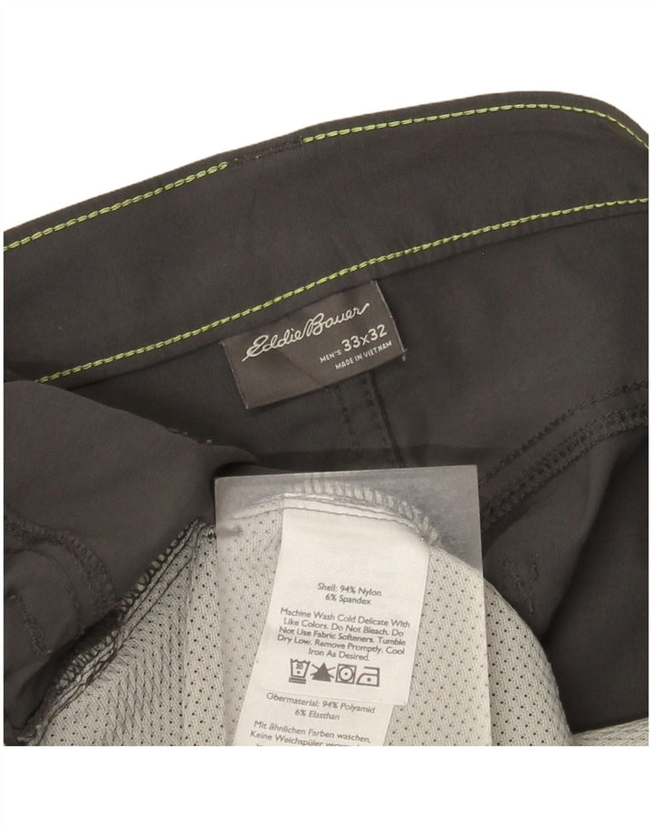 Calça casual reta masculina Eddie Bauer W33 L32 cinza nylon