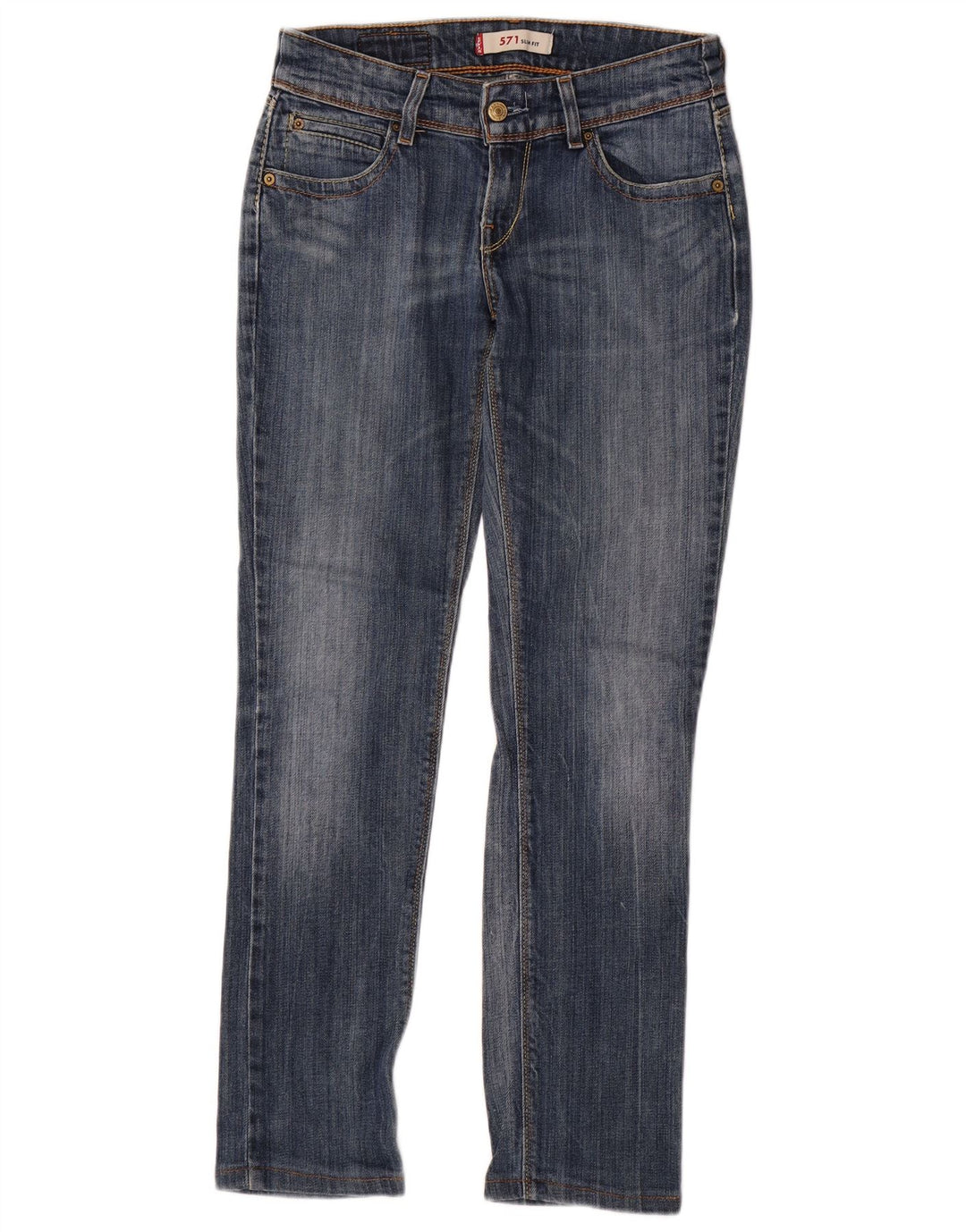 Calça jeans feminina Levi's 571 Slim W29 L30 azul algodão