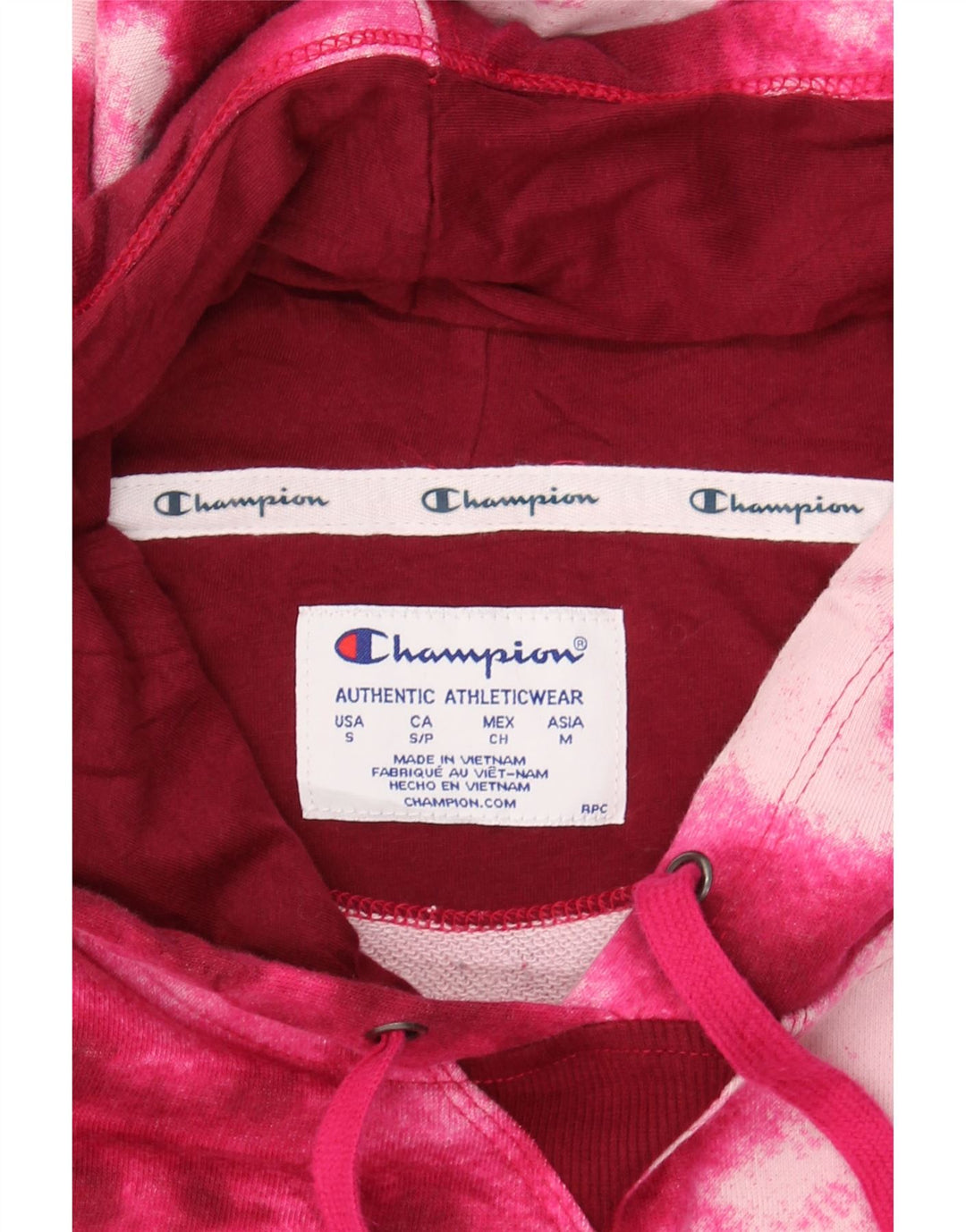 CHAMPION Womens Crop Oversized Hoodie Jumper UK 10 Small Pink Tie Dye Vintage Champion and Second-Hand Champion from Messina Hembry 