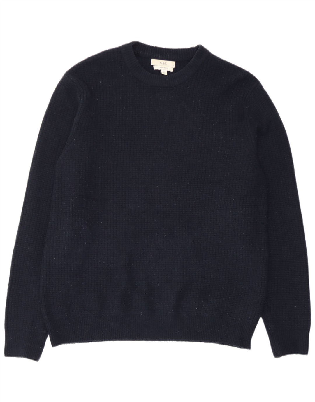 Suéter masculino Marks & Spencer com gola redonda grande acrílico azul marinho