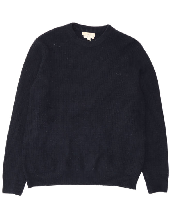 Suéter masculino Marks & Spencer com gola redonda grande acrílico azul marinho