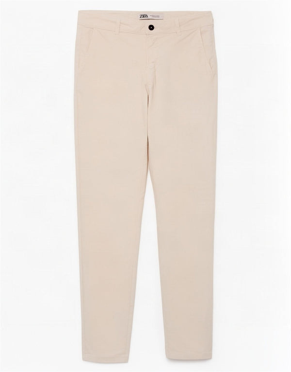 Zara Mens Skinny Chino Calças EU 42 Grande W32 L29 Off White