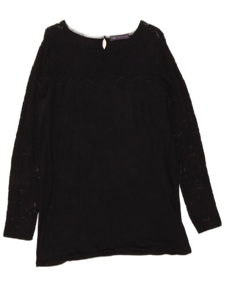 Suéter feminino Marks & Spencer com gola redonda Reino Unido 12 médio preto