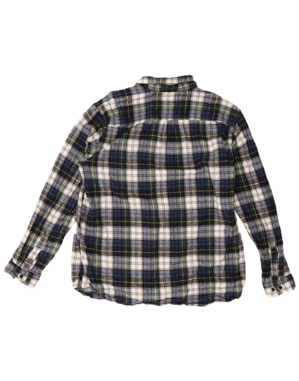 L.L.Bean Camisa masculina de flanela de ajuste tradicional XL azul xadrez de algodão