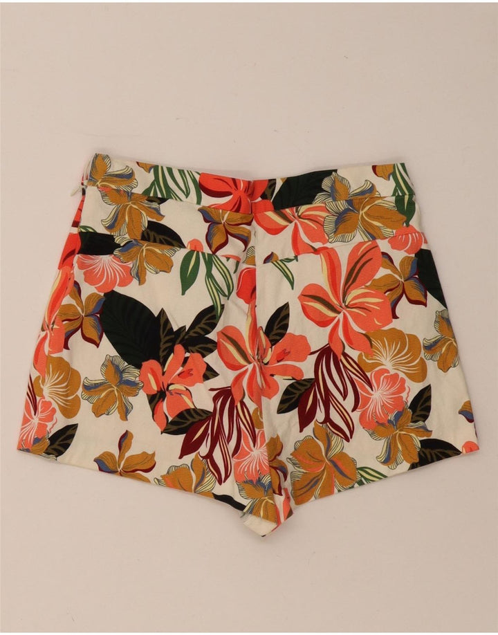 ZARA Shorts Chino feminino de cintura alta pequeno W26 floral multicolorido