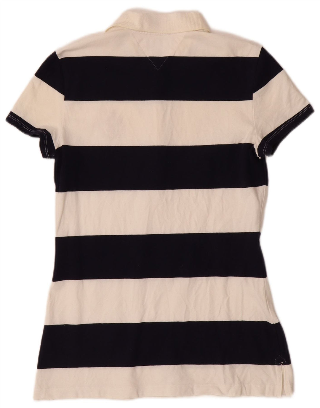 Camisa polo feminina TOMMY HILFIGER Reino Unido 12 algodão listrado branco médio