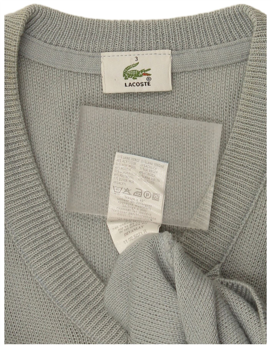 Suéter masculino Lacoste com decote em V tamanho 3 pequeno lã verde