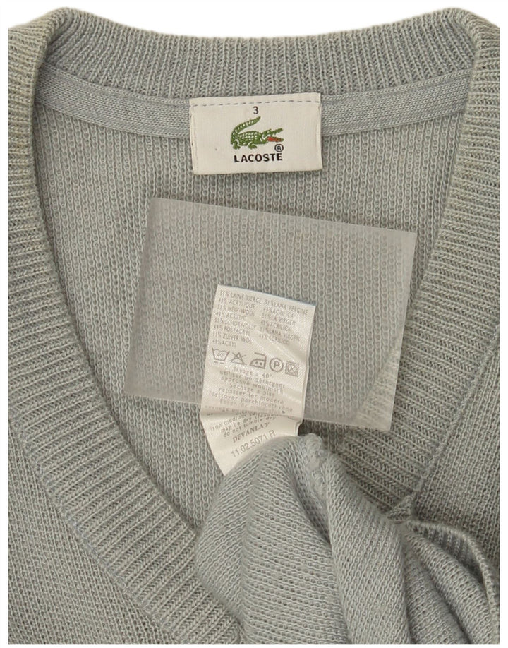 Suéter masculino Lacoste com decote em V tamanho 3 pequeno lã verde