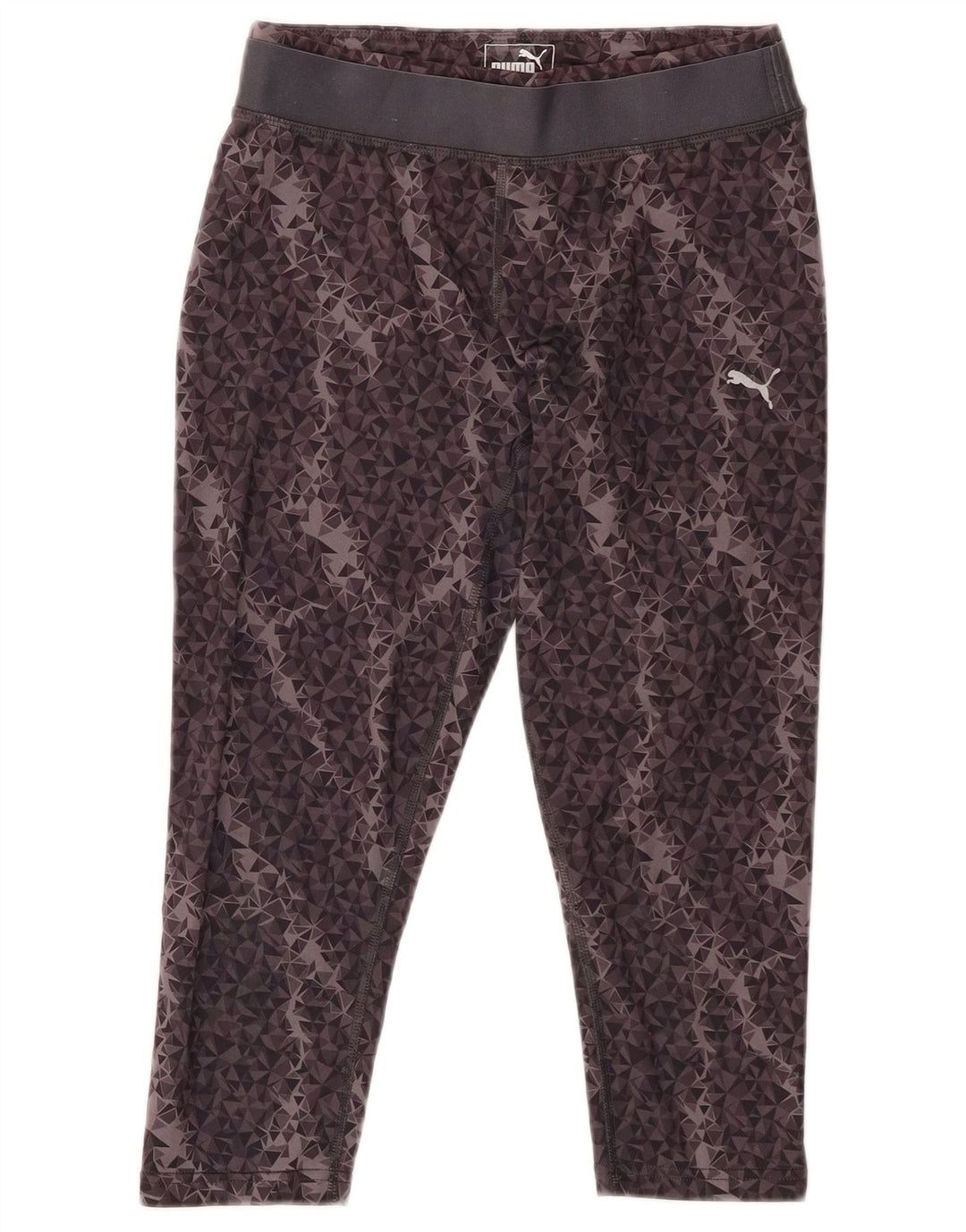 PUMA Womens Capri Leggings UK 10 Pequeno Poliéster Geométrico Cinza
